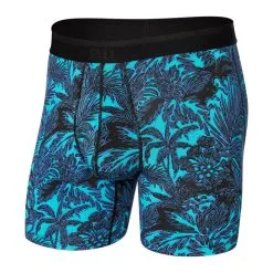 SAXX Platinum Boxer Briefs With Fly - Lush Tropics/Racer Blue