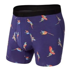 SAXX Platinum Boxer Briefs With Fly - Navy Parrot