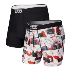 Saxx Volt Boxer Brief - 2-Pack - Bad Santas/Black